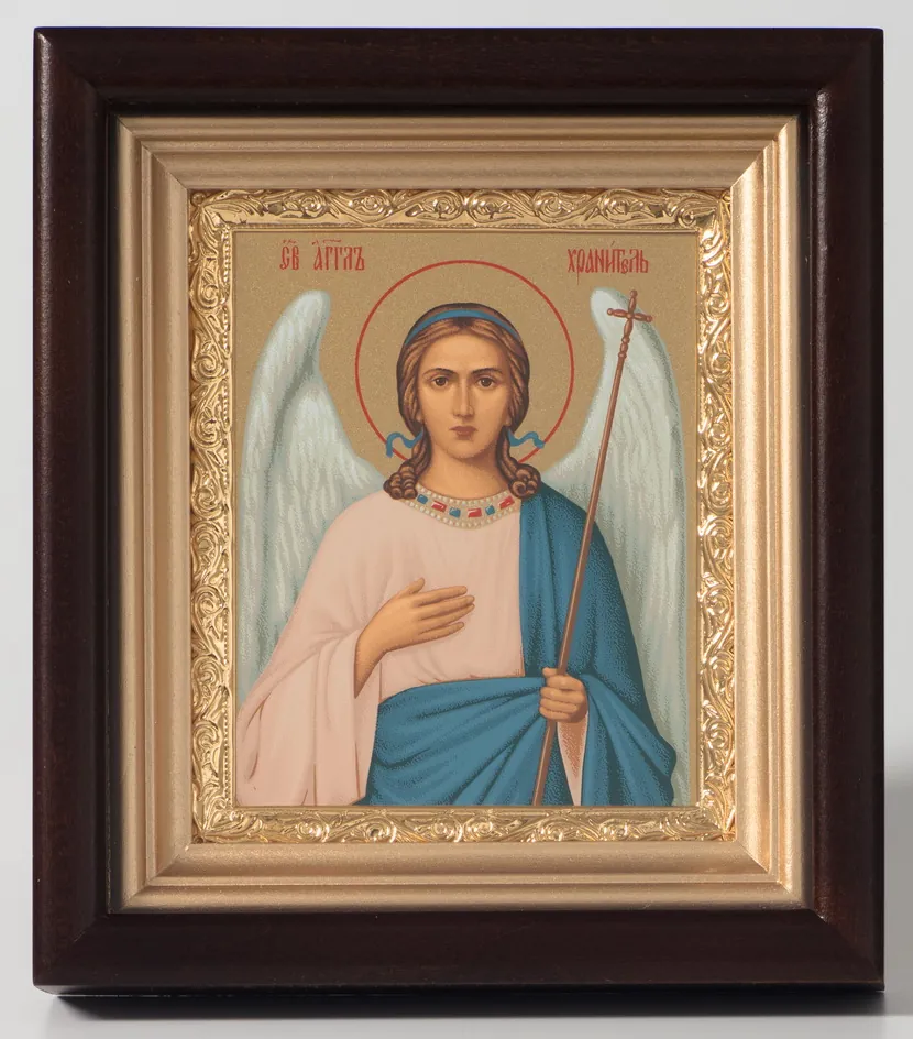 ხატი კიოტში 11×13 რთული, ტემპერა, მოოქროვილი ჩარჩო მფარველი ანგელოზი 1