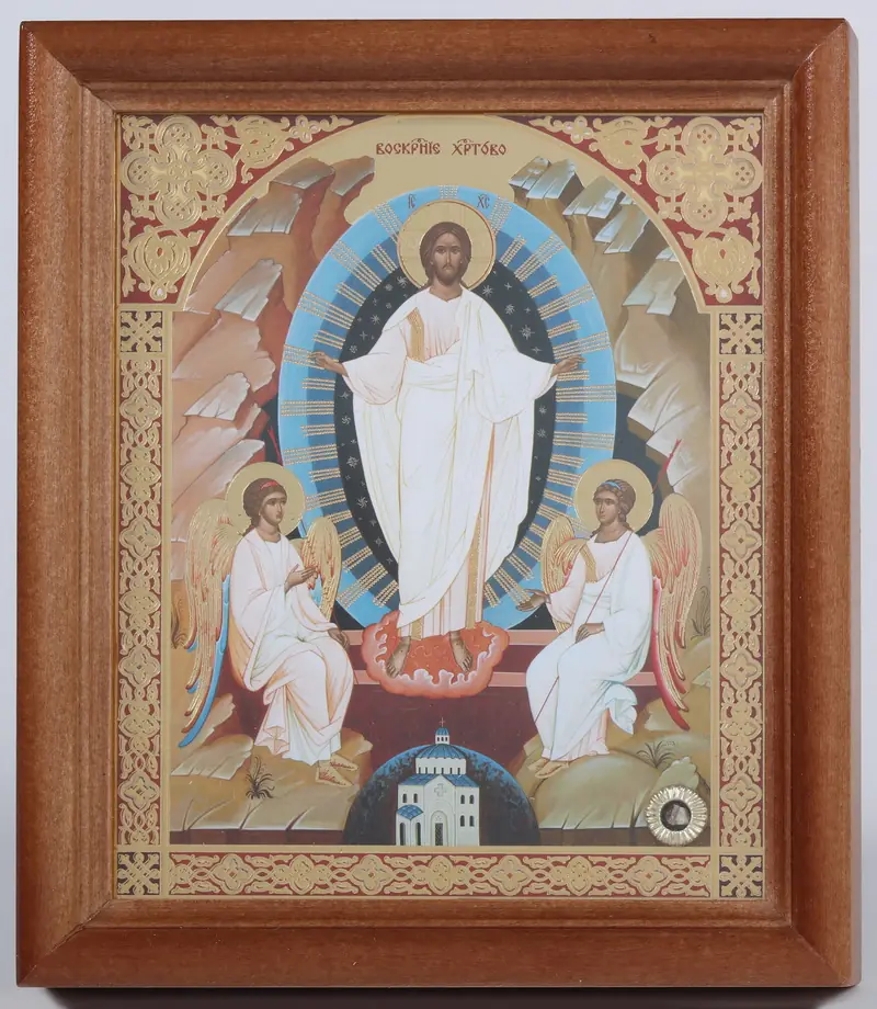 Icon in wooden frame №1 11×13 double embossing, packaging Resurrection of Christ 59