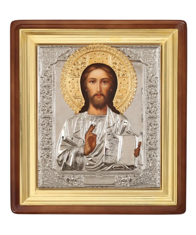 Painted icon in icon case 24×30 oil, riza cover №24A, icon case №1 Saviour
