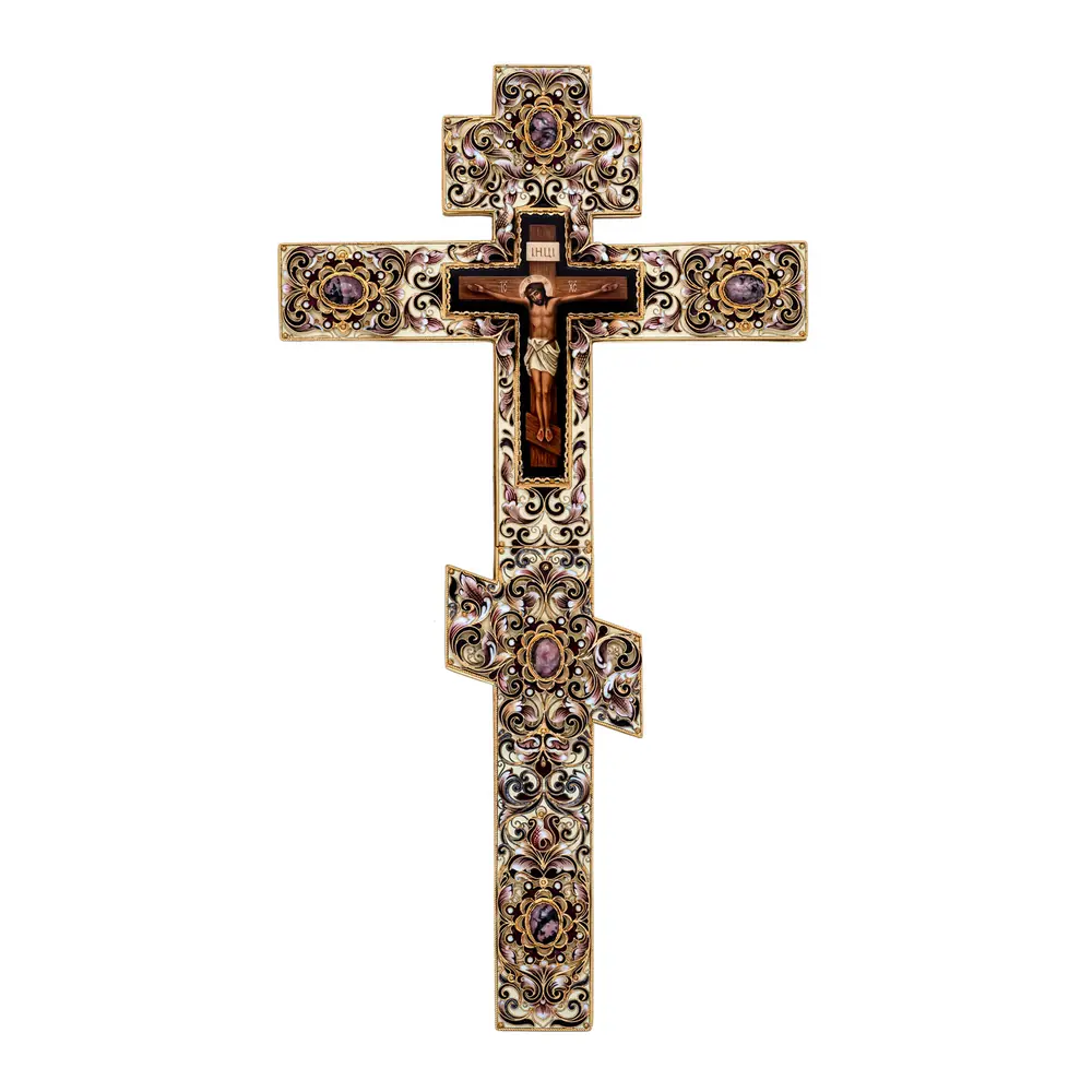 Altar cross №3 / 1 painting, filigree fretwork, painting / gilding