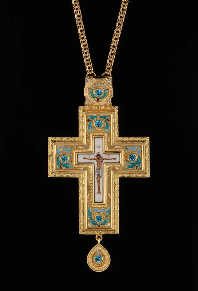 Pectoral cross №146 / gilding / silver filigree, enamel